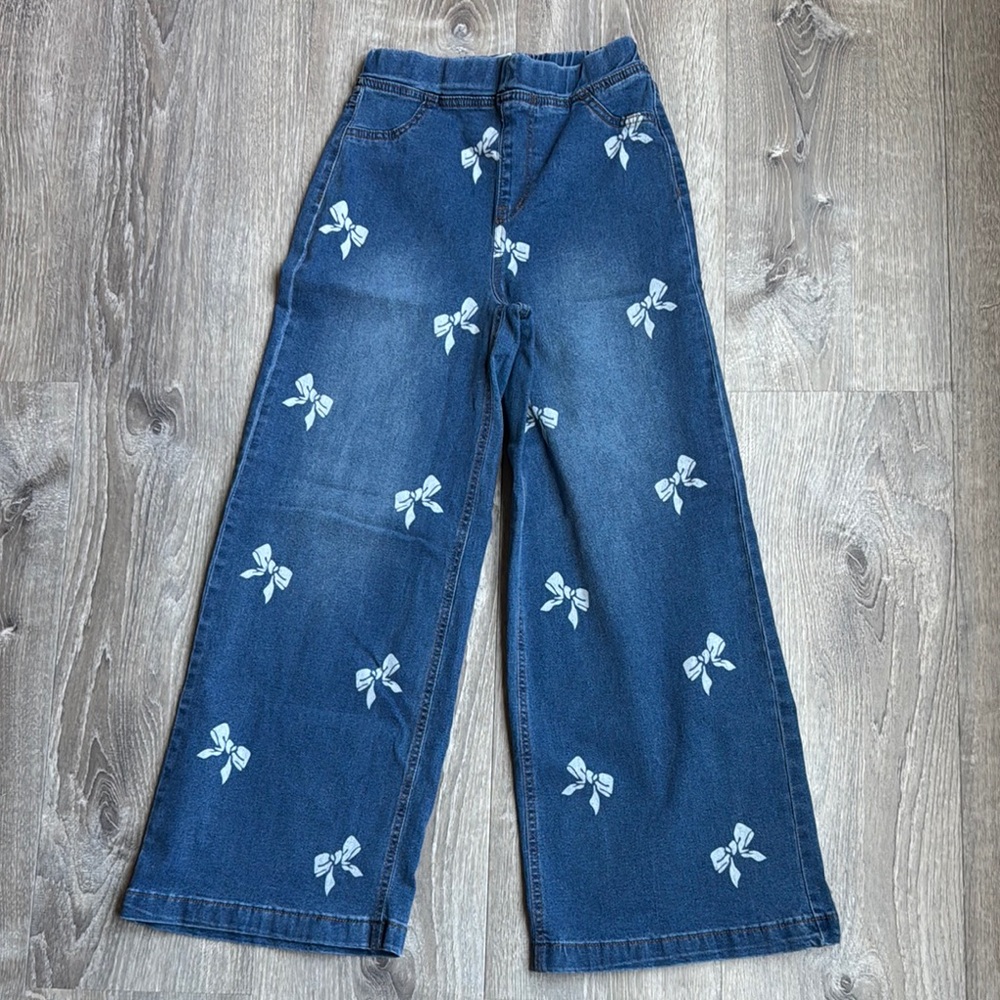 Blue Girls Jeans with Bow Print 😍✨🎀